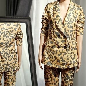 Casual Blazer and Pant Set (Leopard)